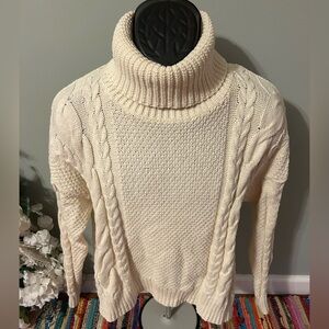 NEW Madewell Turtleneck Sweater Ribbed Ski Snow Winter Pattern White Large